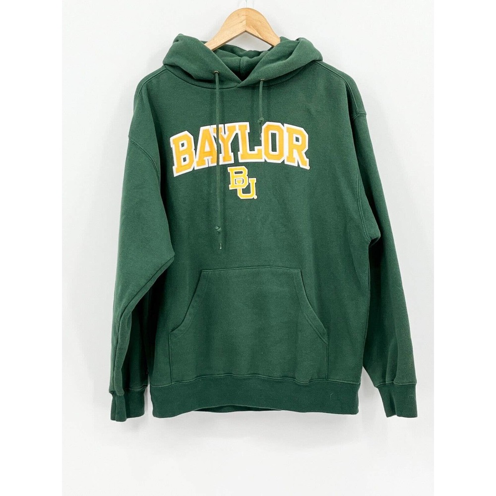 Jansport Baylor University Sweatshirt Men's Medium Green Fleece Hoodie BU